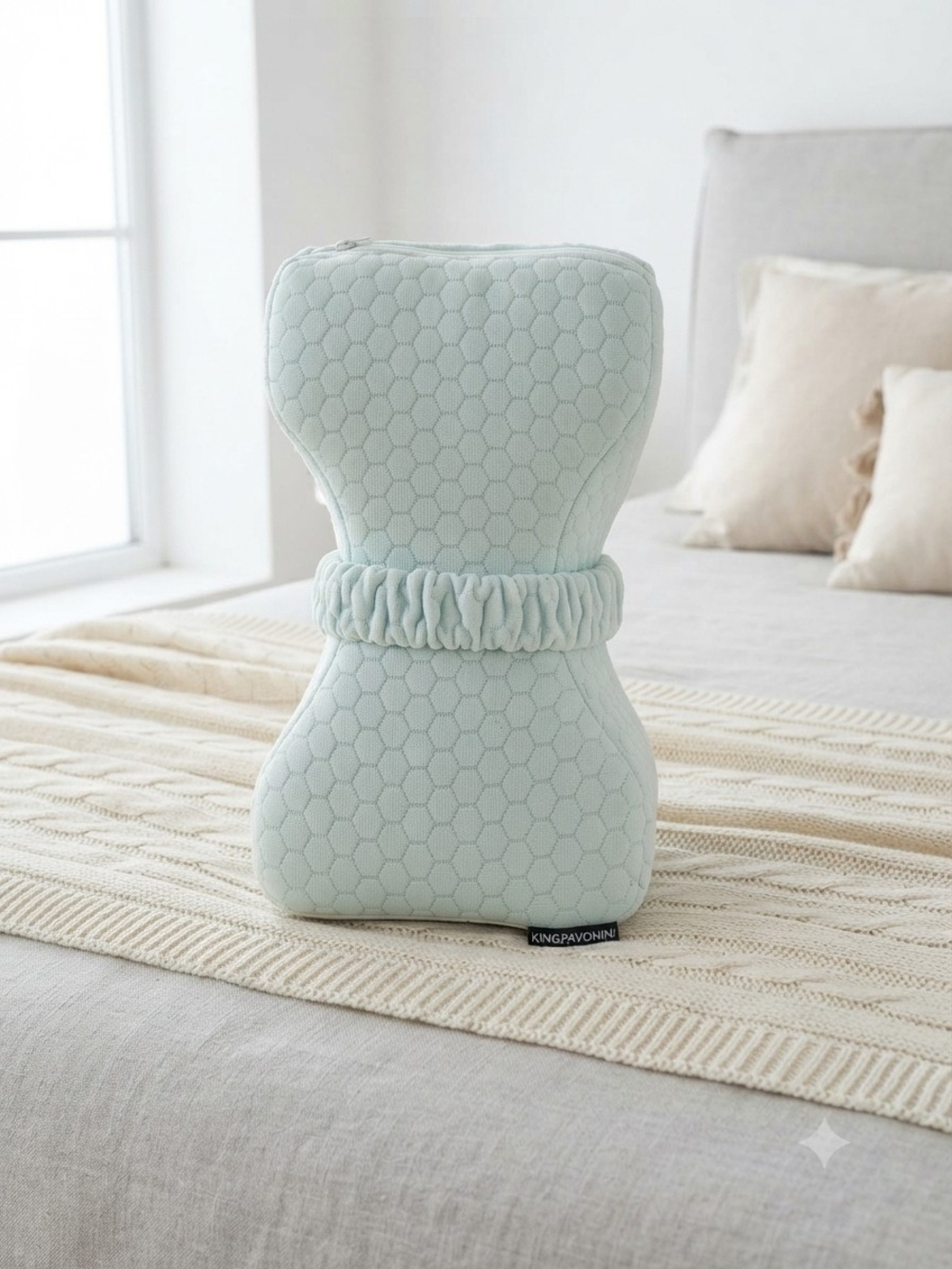 KingPavonini Cooling Gel Memory Foam Orthopedic Knee Pillow with Strap